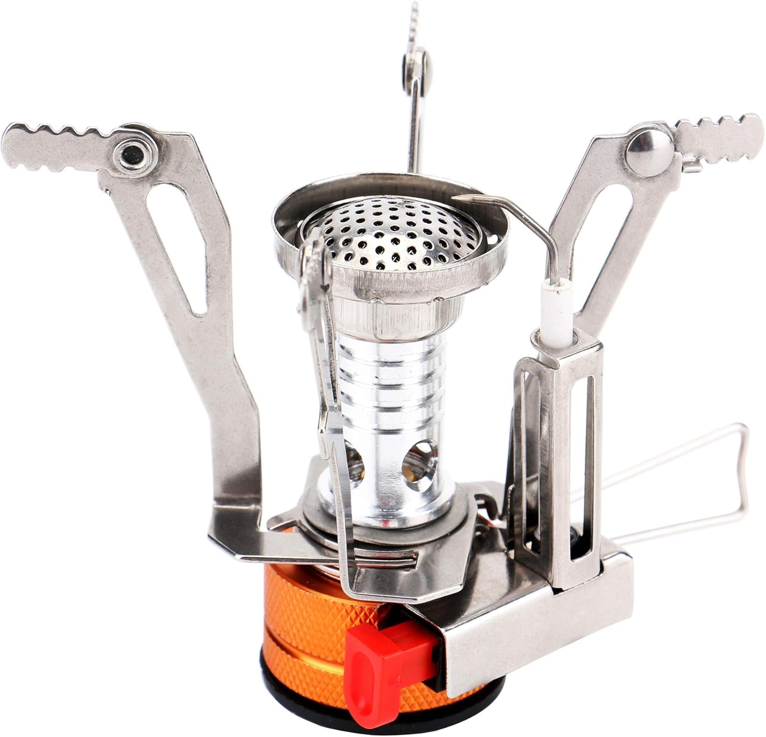 Ultralight Portable Camping Stoves Backpacking Stove with Piezo Ignition Adjustable Valve Stainless Steel Material for Backpacking, Hiking, Riding, Mountaineering, Camping -1 Pack
