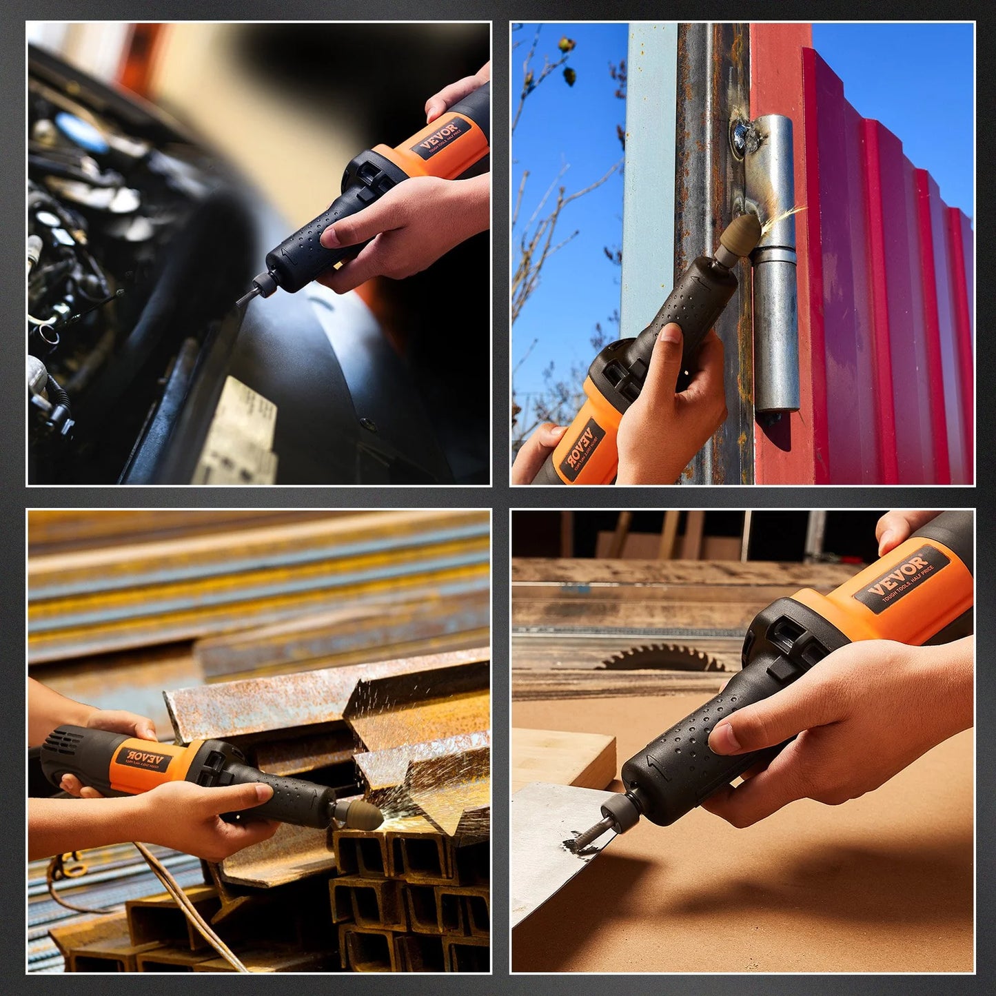 VEVOR Die Grinder, 1/4 Collet Variable Speed (10000-28000RPM), Heavy Duty Electric, Ergonomic Grip for Rust Removal, Grinding, Cutting, Polishing, Welding Repair, Deburring, with 1/4 & 1/8 Collets