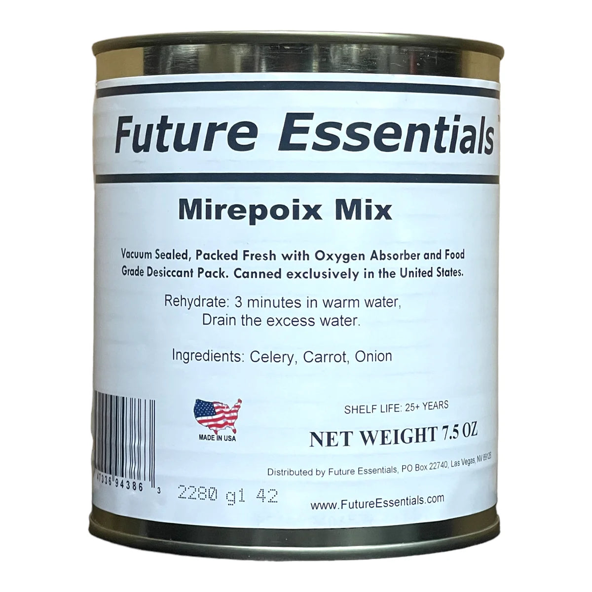 (12 Cans Pack)  Dehydrated Mirepoix Mix (Soffritto) with Dried Carrots, Celery & Onions | Stable Emergency Food | Hiking, Backpacking & Camping | Easy Prep Survival Food | #2.5 Can