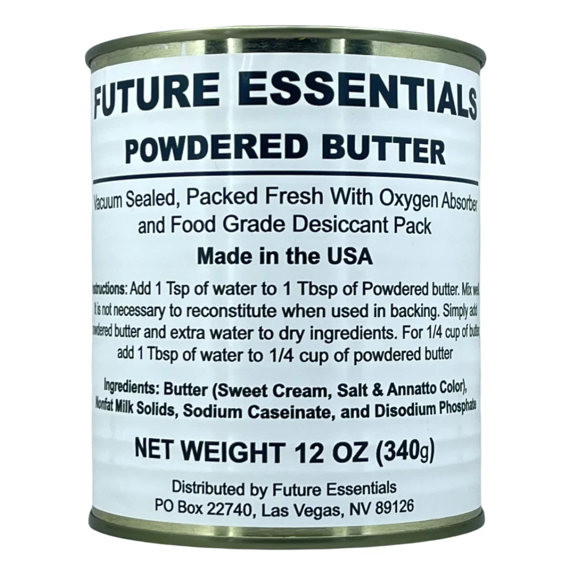 Powdered Butter 8 Oz per Can Freeze Dried Food, Long Term Storage Food, Best for Camping and Hiking, Emergency Storage Food Case of 12 #2.5 Size Cans