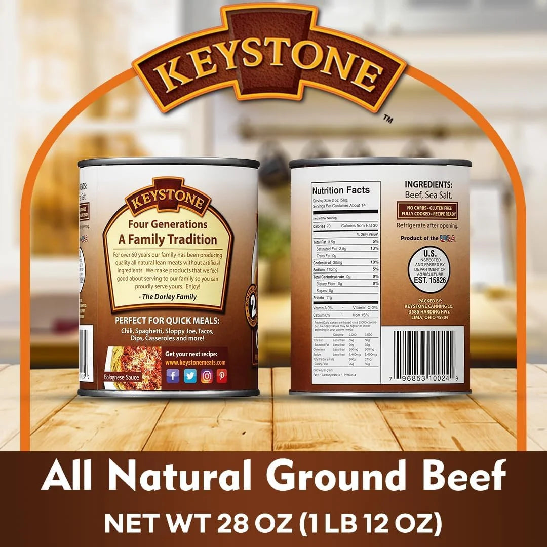 Fully Cooked Ground Beef, 14 Oz, 12 Pack - Ready for Camping, Hiking, Backpacking