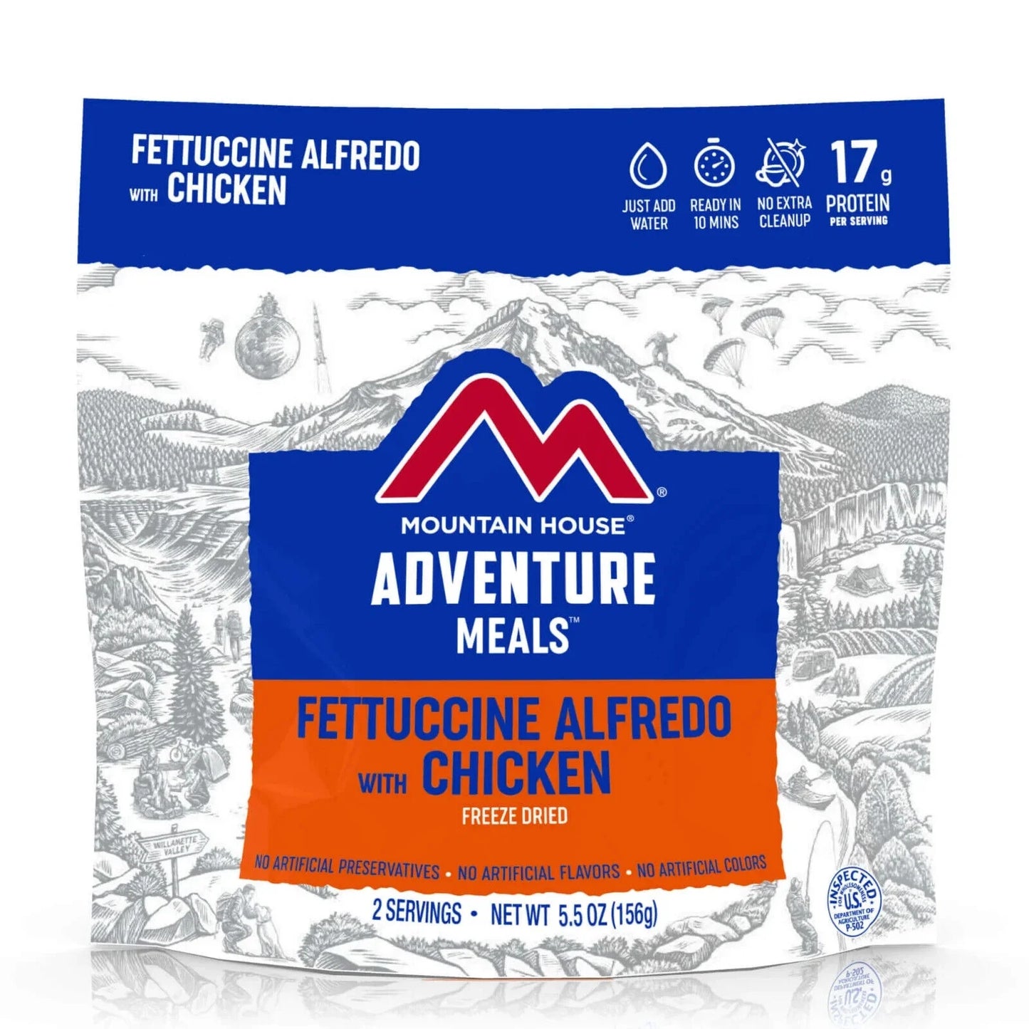 (6 Pouches)  Freeze Dried Emergency Survival Backpacking and Camping Food Fettuccine Alfredo with Chicken ✅