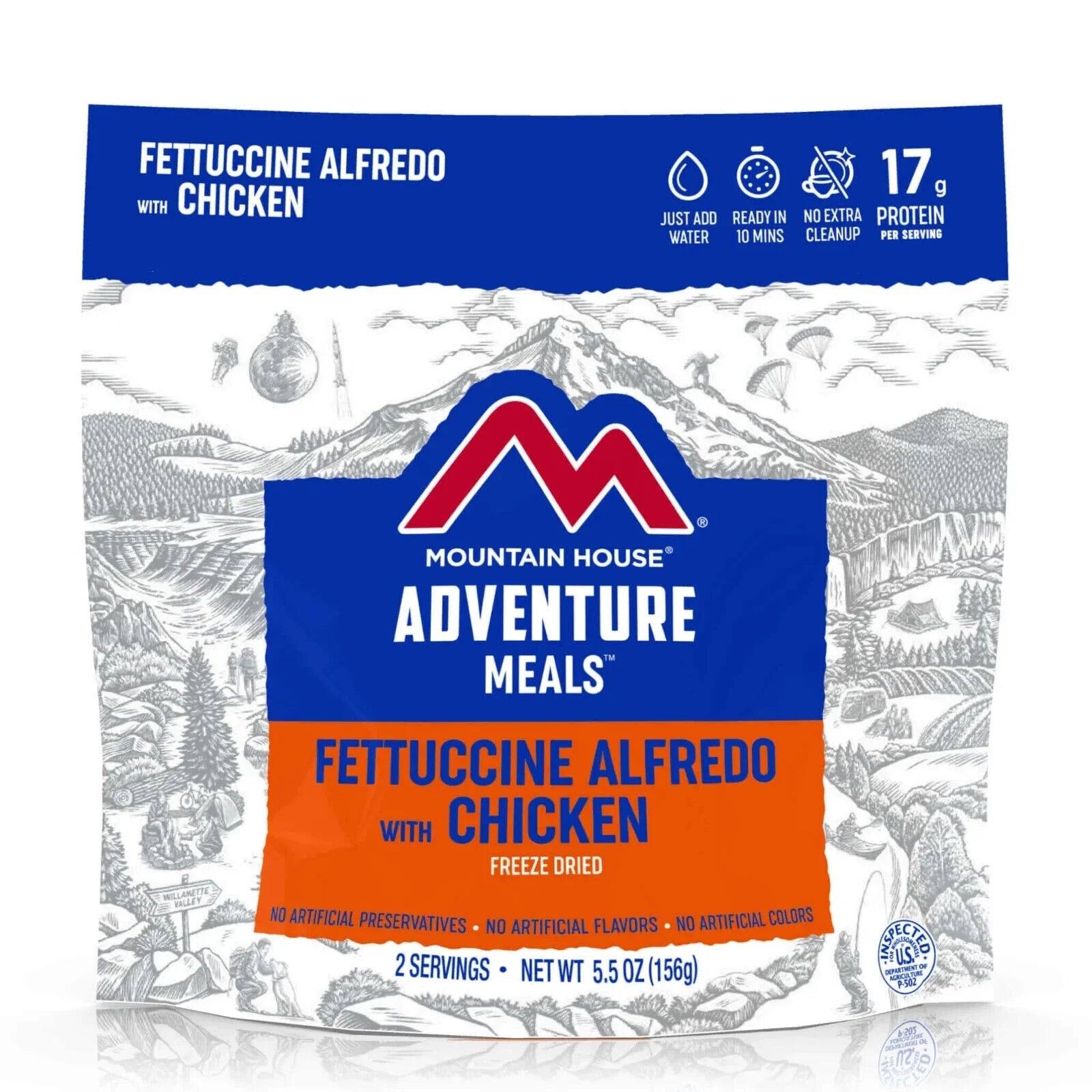 (6 Pouches)  Freeze Dried Emergency Survival Backpacking and Camping Food Fettuccine Alfredo with Chicken ✅