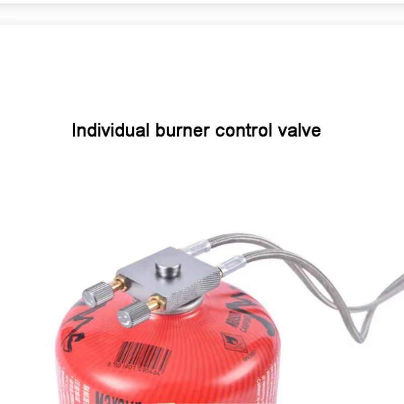 BRS-32 Double Head Gas Stove Portable Outdoor Camping Furnace Fire Switch Free Adjustable Control Cookware Set