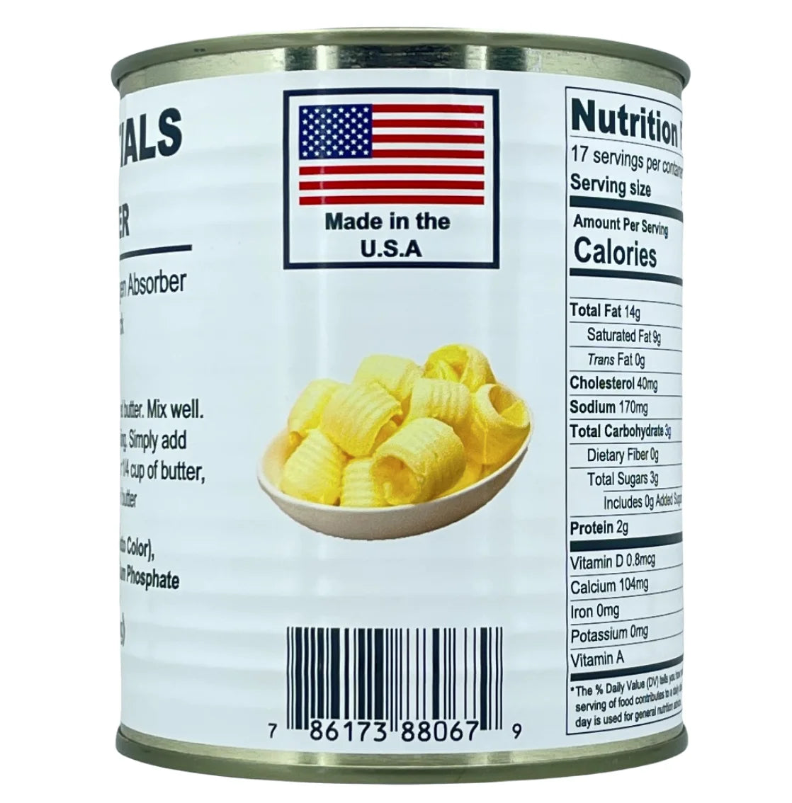 Powdered Butter 8 Oz per Can Freeze Dried Food, Long Term Storage Food, Best for Camping and Hiking, Emergency Storage Food Case of 12 #2.5 Size Cans