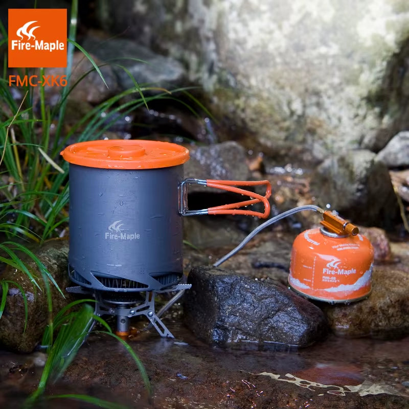 Fire Maple FMC-XK6 Heat Exchanger Pot 1L Foldable Cooking Pots with Mesh Bag Outdoor Camping Cookware