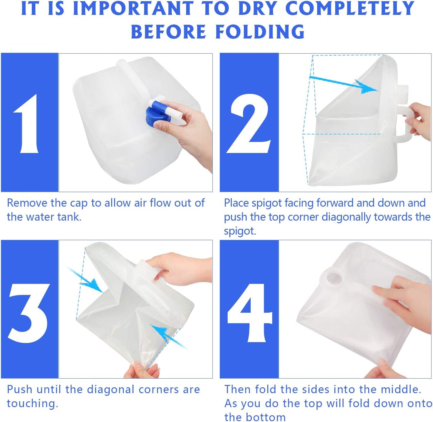 Camping Water Storage Containers - BPA Free Water Container for Outdoors Hiking Collapsible Water Jug with Spigot Emergency Water Storage for Survival Kits 2.6/5.3 Gallon