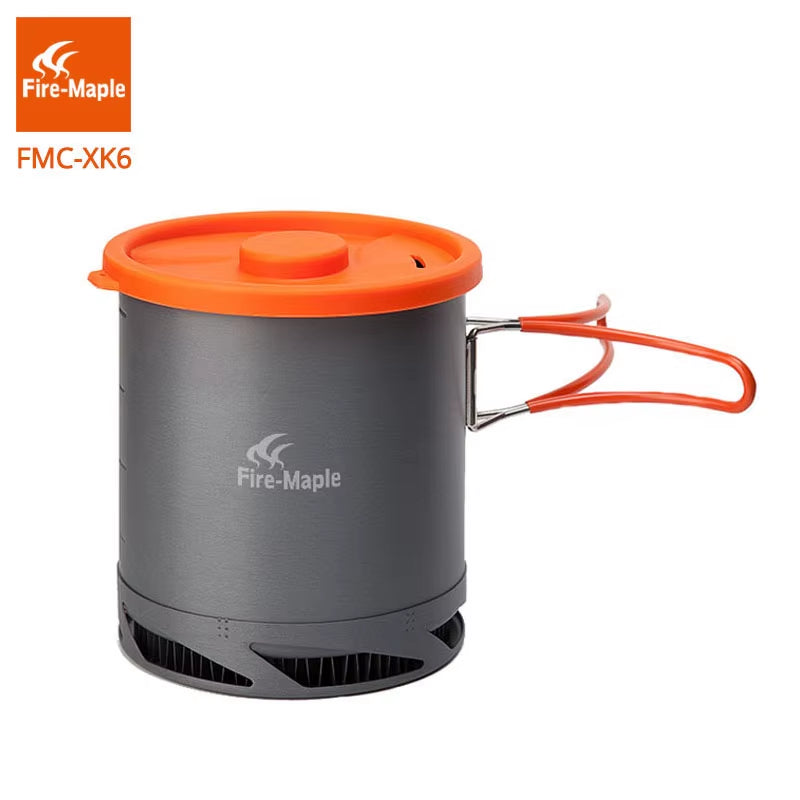 Fire Maple FMC-XK6 Heat Exchanger Pot 1L Foldable Cooking Pots with Mesh Bag Outdoor Camping Cookware