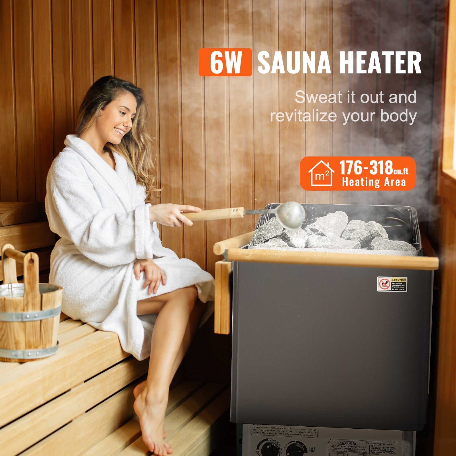 Uimoso Sauna Heater Stove 6KW Wet & Dry Stailess Steel W/ Internal Controller
