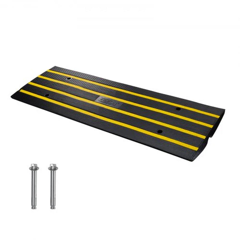 VEVOR Rubber Curb Ramp for Driveway 1 Pack, 15T Heavy Duty Sidewalk Curb Ramp, 2.6 Rise Height Cable Cover Curbside Bridge Ramp for Garage for Low Cars, Wheelchairs