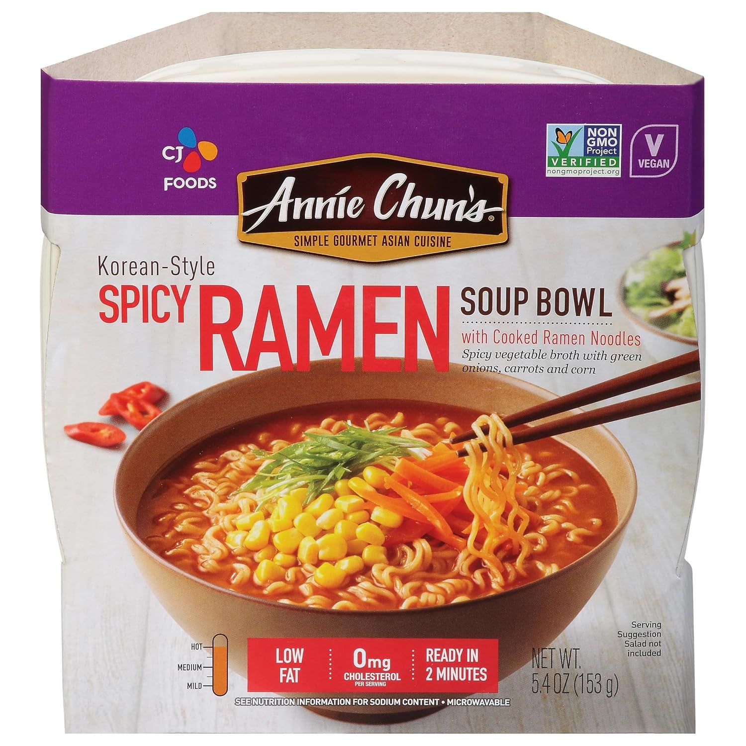 Korean Spicy Ramen, Vegan, Non-Gmo, 5.4 Oz (Pack of 6)