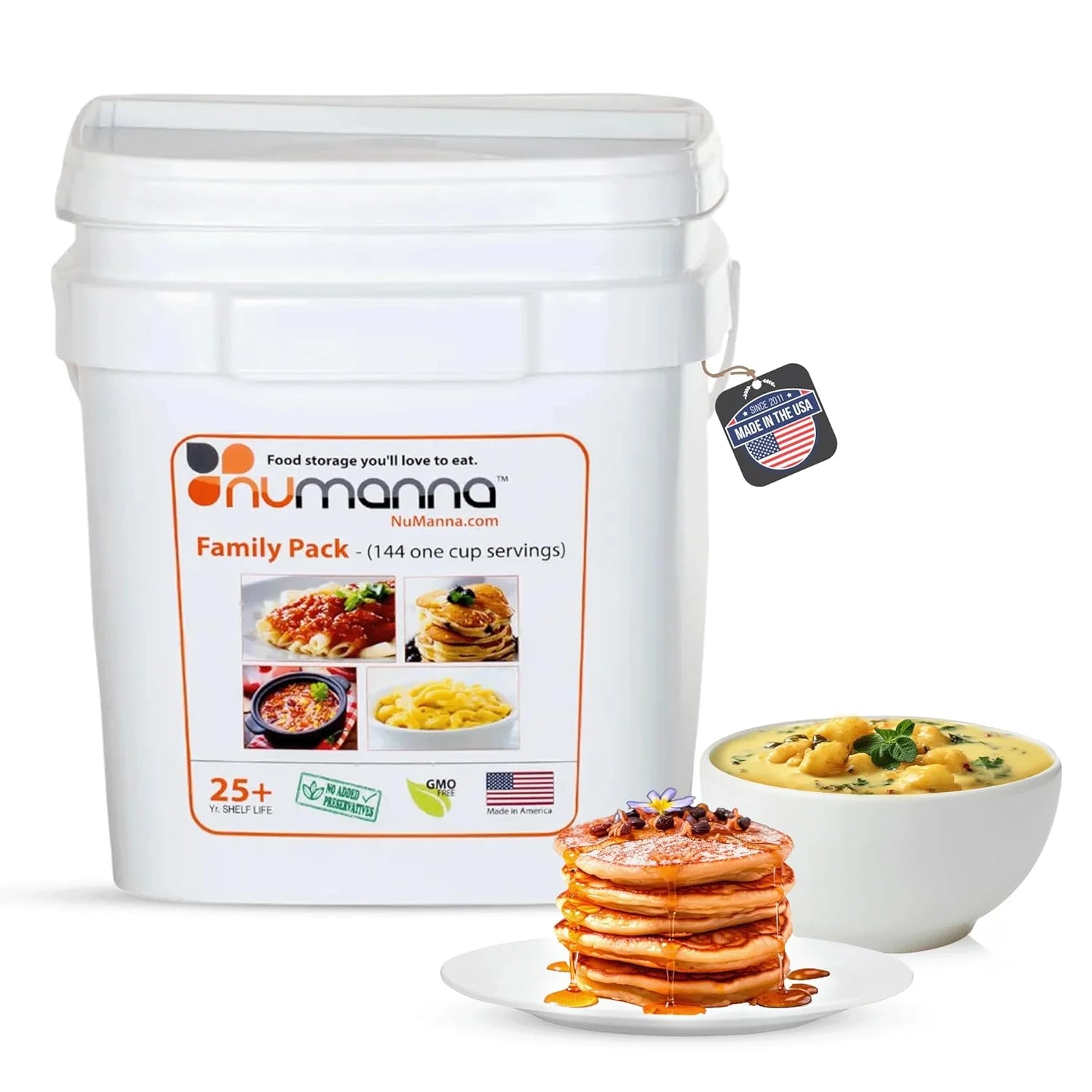 INT-NMFP 144 Meals, Emergency Survival Food Storage Kit, Separate Rations, in a Bucket, 25 plus Year Shelf Life, Gmo-Free