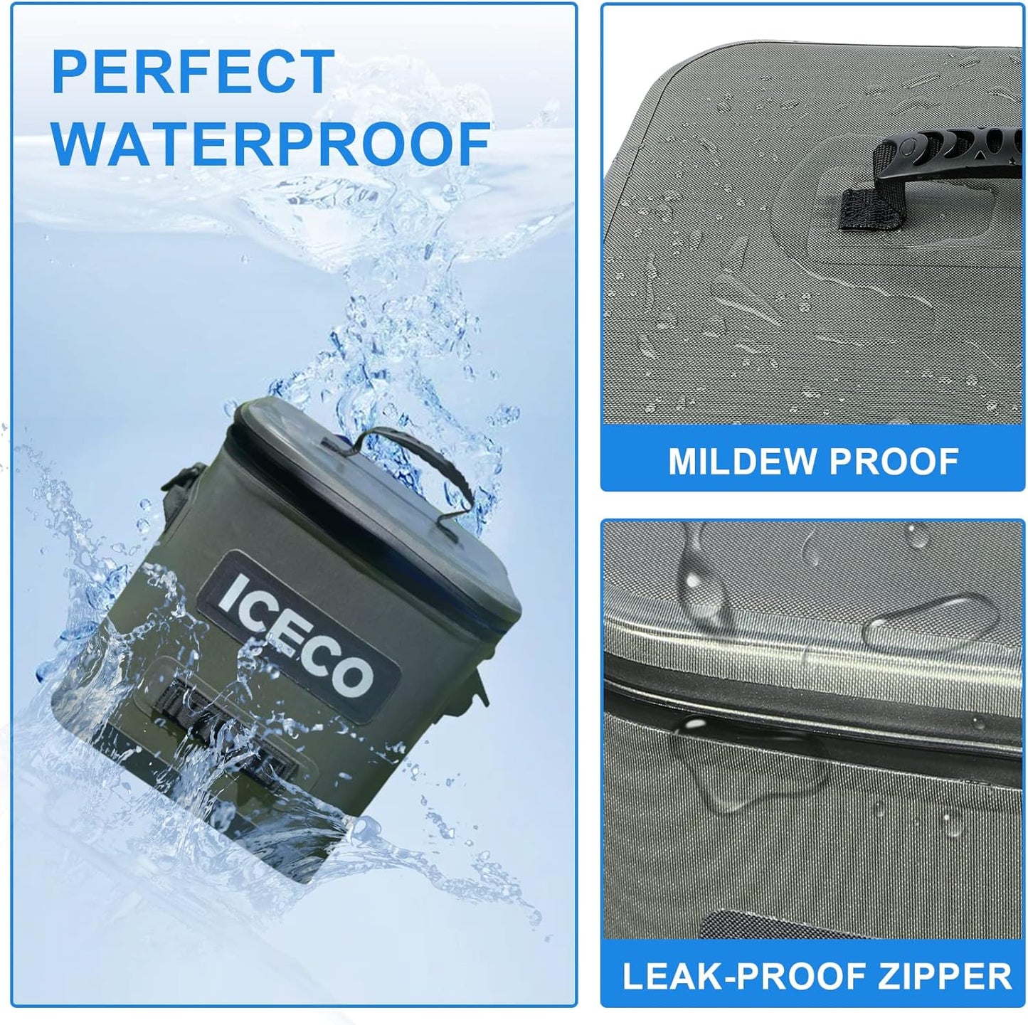 Soft Sided Cooler Bag, Insulated Leak Proof Soft Cooler Bag Portable with Shoulder Strap Bottle Opener for Camping Travel Beach Fishing Boating