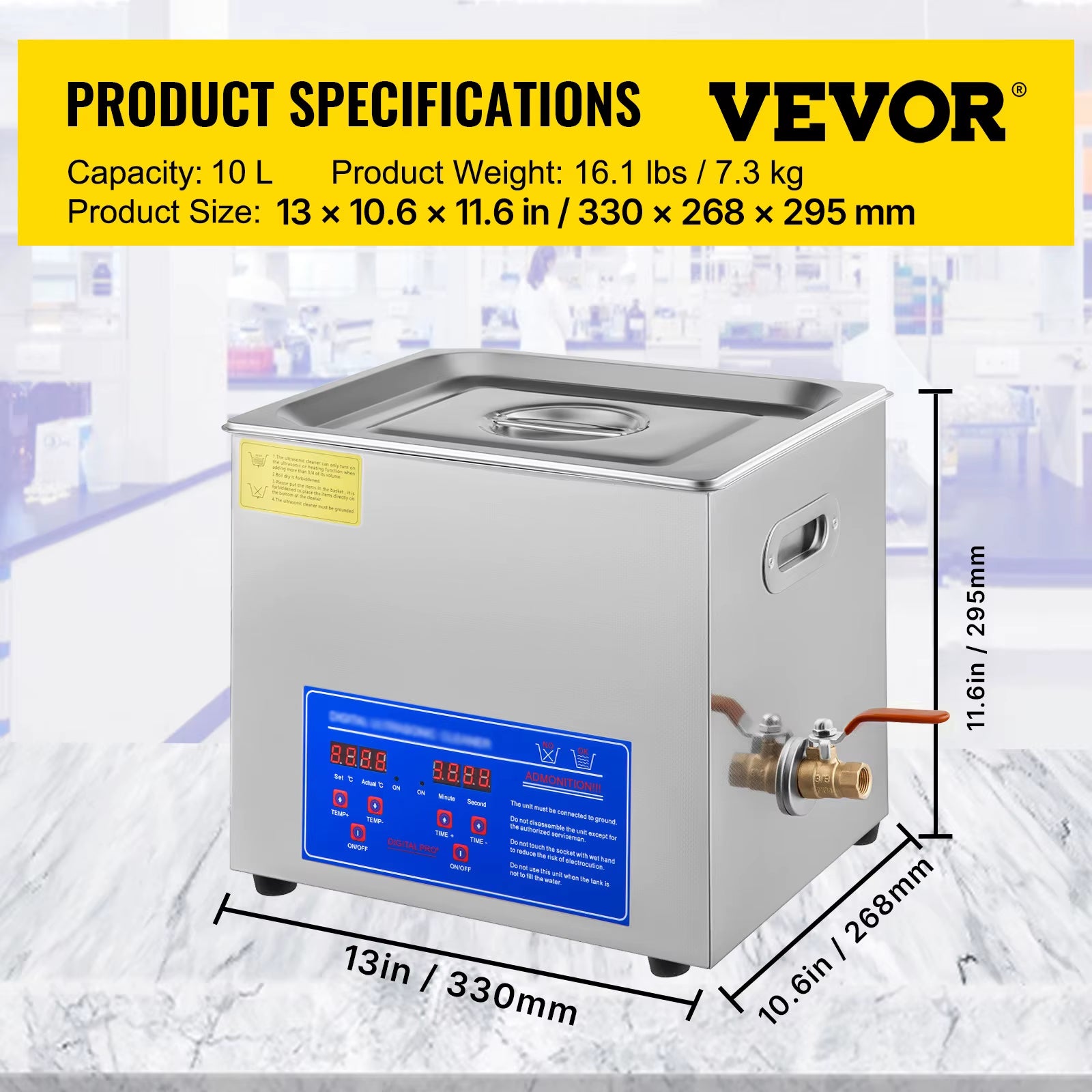 10L 15L Ultrasonic Cleaner Ultrasonic Cleaning Device with Digital Timer & Heater Stainless Steel Industrial Sonic Cleaner