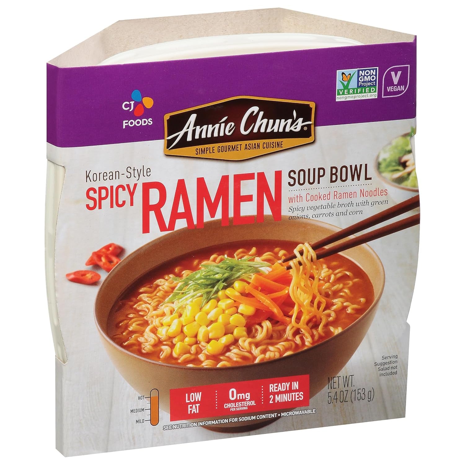 Korean Spicy Ramen, Vegan, Non-Gmo, 5.4 Oz (Pack of 6)