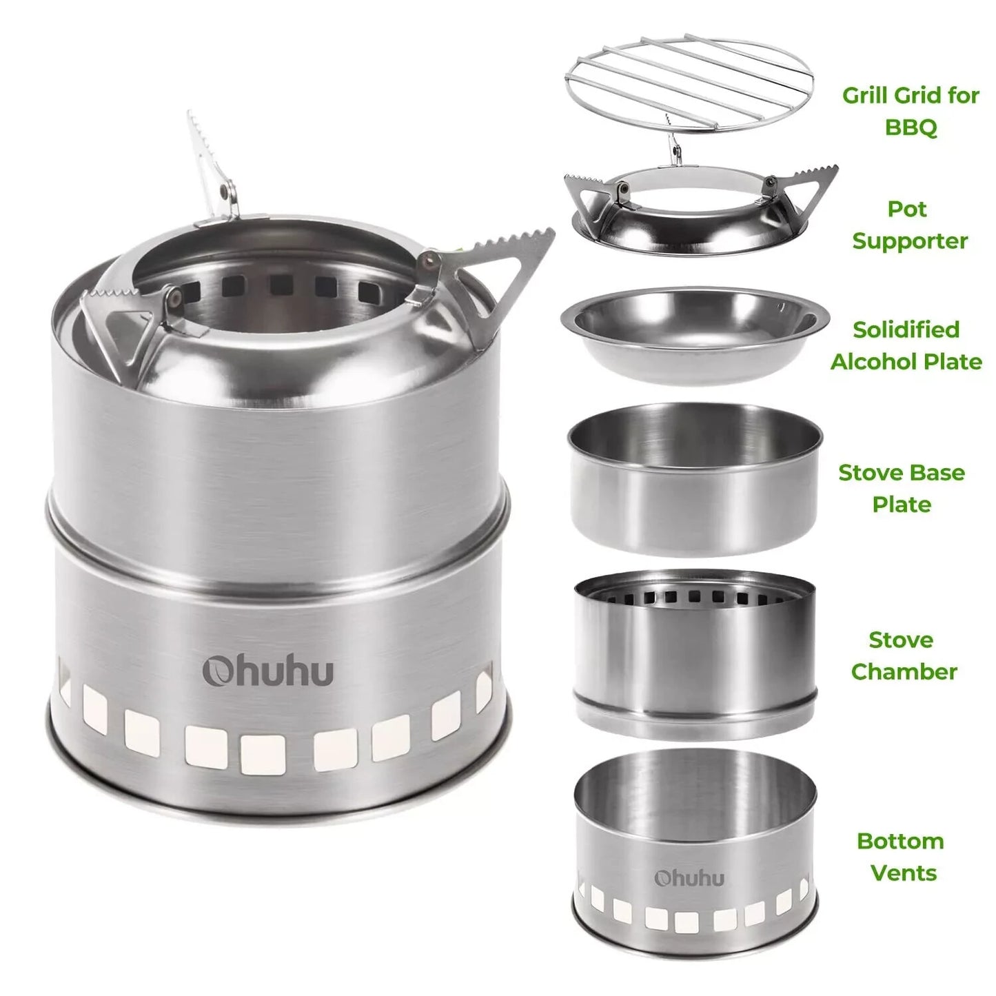 Camping Stove Wood: Ohuhu Mini Camping Stove Solo Stoves Stainless Steel