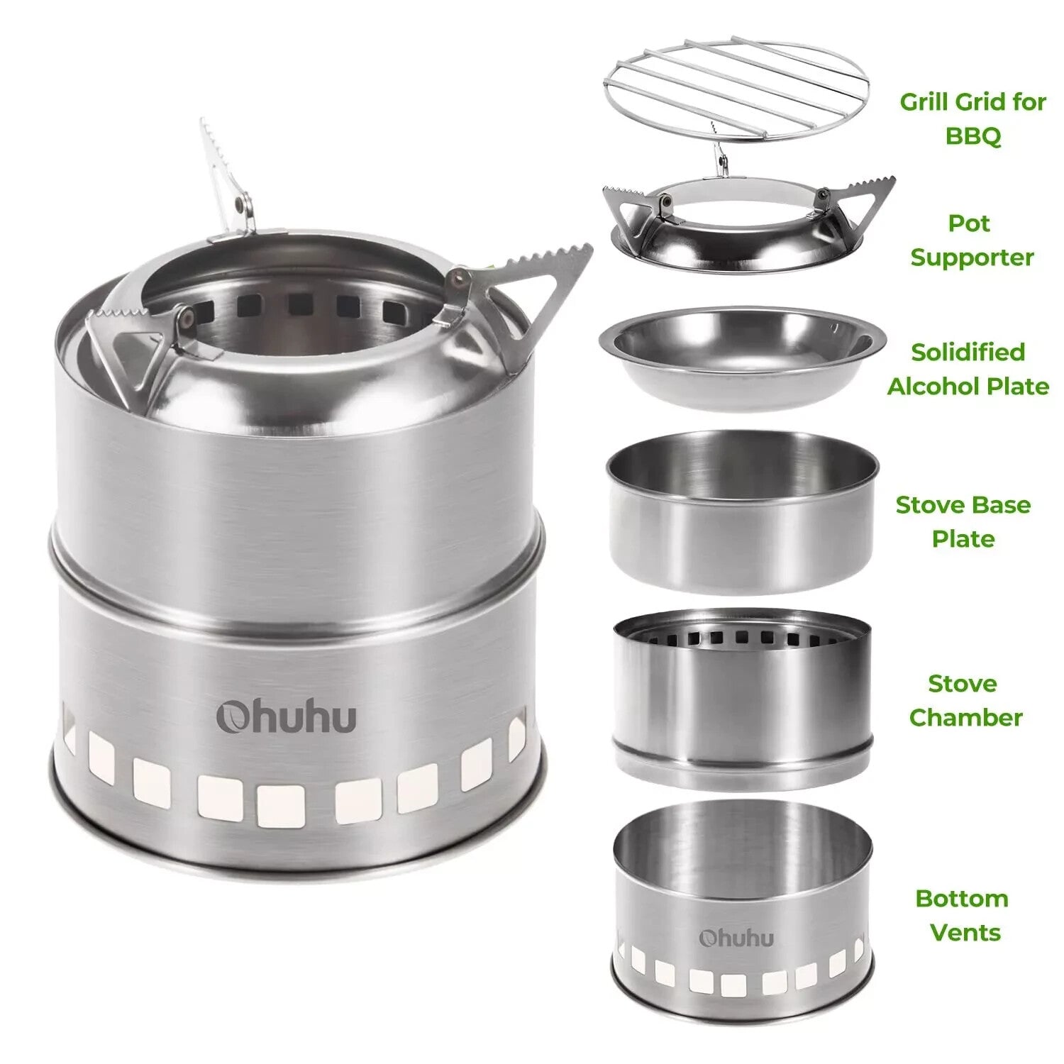 Camping Stove Wood: Ohuhu Mini Camping Stove Solo Stoves Stainless Steel