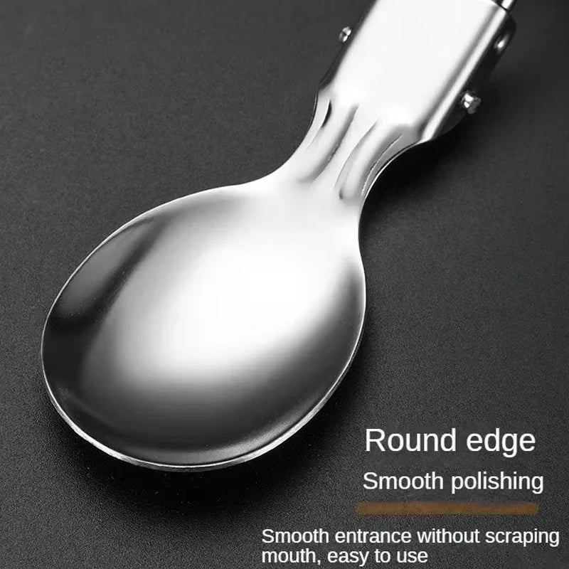 3PCS Mini Portable Outdoor Spoon Fork Tableware Camping Stainless Steel Cutlery Set for Hiking Outdoor Camping Cooking Supplies