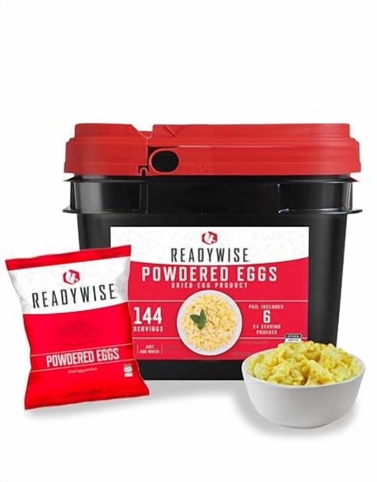Long Term Meal - Powdered Eggs Bucket, 144 Servings, Emergency Food for Hiking & Camping, 25 Year Shelf Life