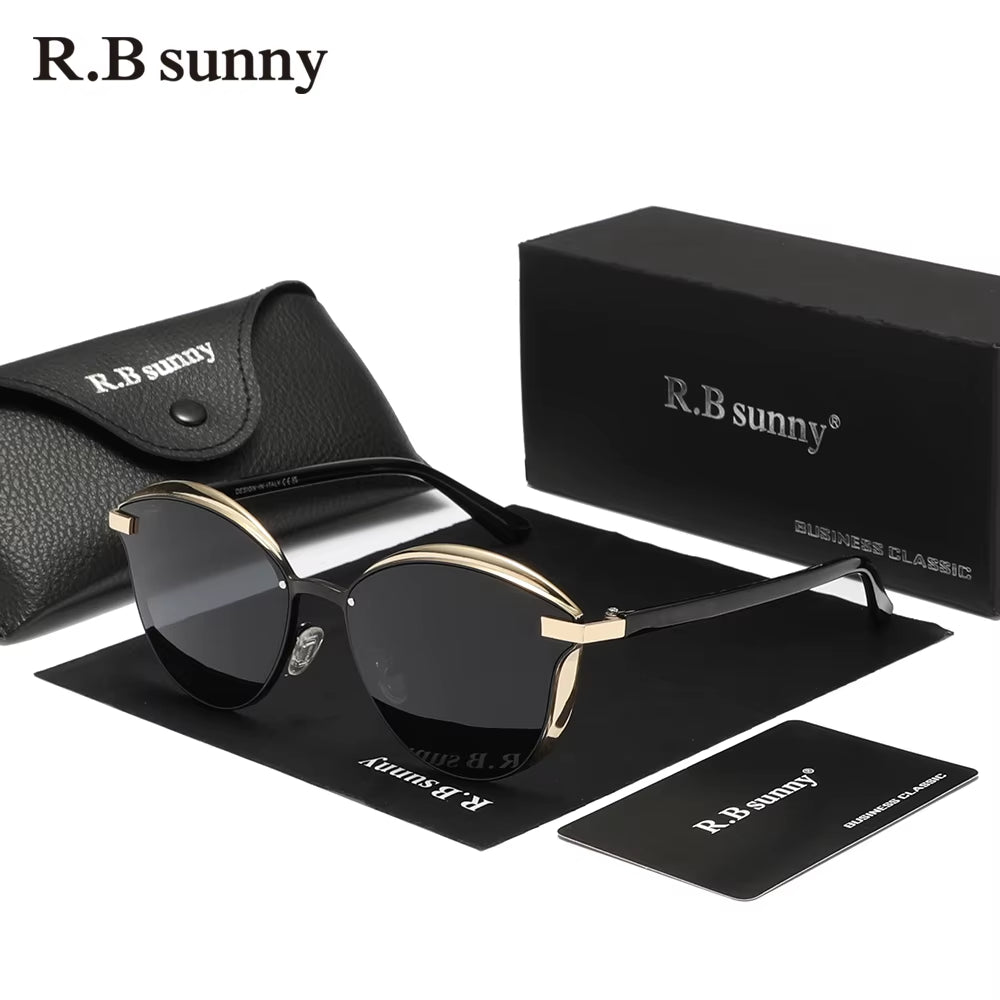 Rbsunny Polarized Sunglasses for Women Luxury Design Ladies Butterfly Elegant Glasses UV400 Protection Fashion Cat Eye Eyewear