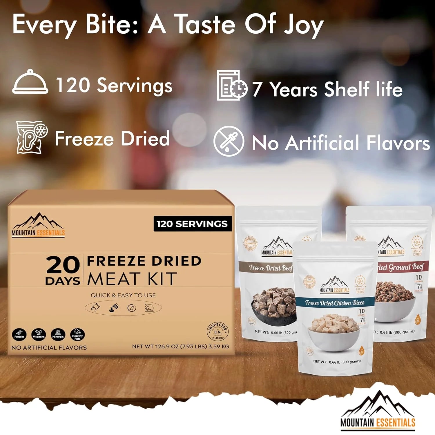 120 Servings Freeze Dried Premium Variety Meat Kit | High Protein Intake Contains 2988 Protein Packed Emergency Long Shelf Stable Easy Prep Food for Survival, Camping & Backpacking