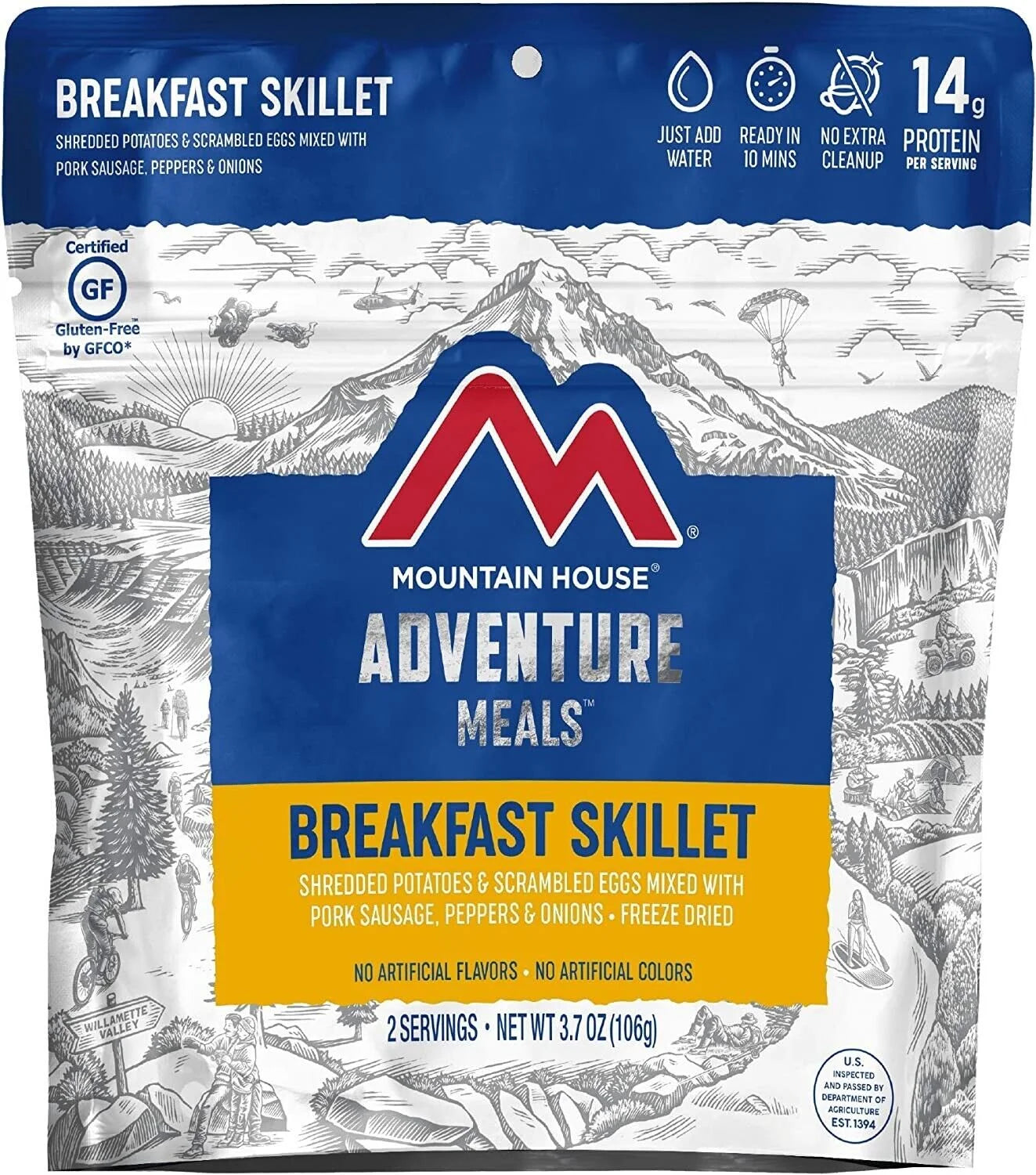 (6 Pouches)  Survival Backpacking & Camping Emergency Food Breakfast Skillet with 30 Years Shelf Life Gluten Free ✅
