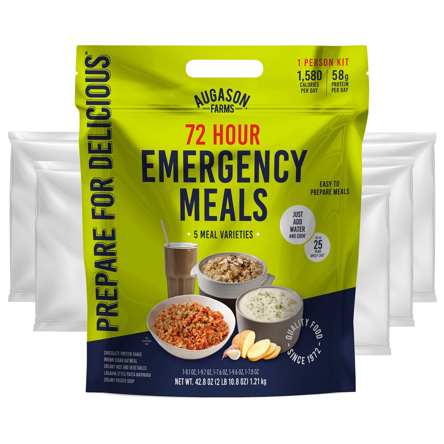 Deluxe 30-Day Emergency Food Supply 5-Gallon Survival Food with 72-Hour Be Ready “On-The-Go” Kit (212 Total Servings)