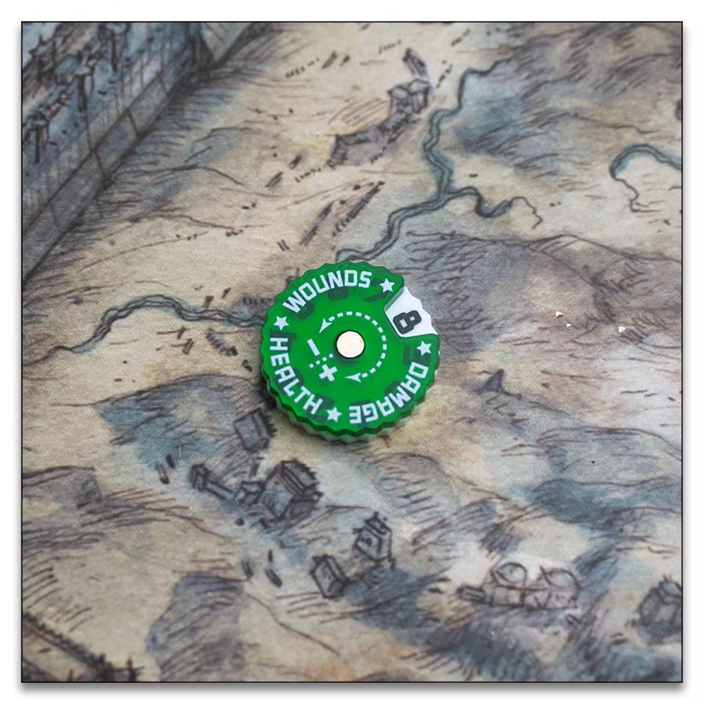 Game Health Tracker, 25Mm Wounds Counter for Tabletop War Games 0-9