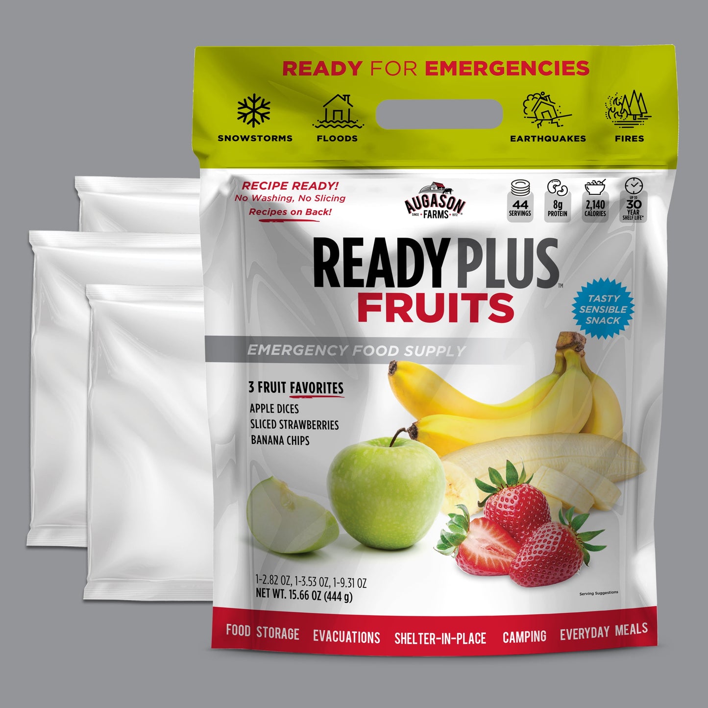 READY PLUS™ Freeze-Dried and Dehydrated Fruits Resealable Pouch Emergency Food Supply 15.6 Oz.