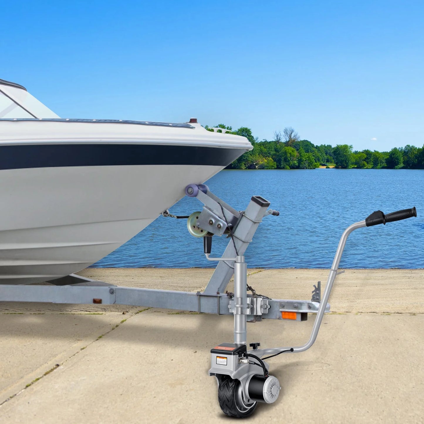 VEVOR Electric Trailer Dolly, 5000Lbs Towing Capacity, 350W 12V Trailer Jockey Wheel with 22 Ft/Min Moving Speed, 12''-24.8'' Adjustable Clamp Height & 8'' Rubber Tire, for Moving Trailer Caravan Boat