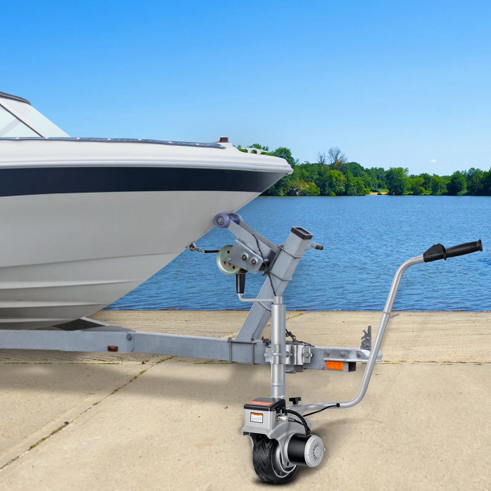 VEVOR Electric Trailer Dolly, 5000Lbs Towing Capacity, 350W 12V Trailer Jockey Wheel with 22 Ft/Min Moving Speed, 12''-24.8'' Adjustable Clamp Height & 8'' Rubber Tire, for Moving Trailer Caravan Boat