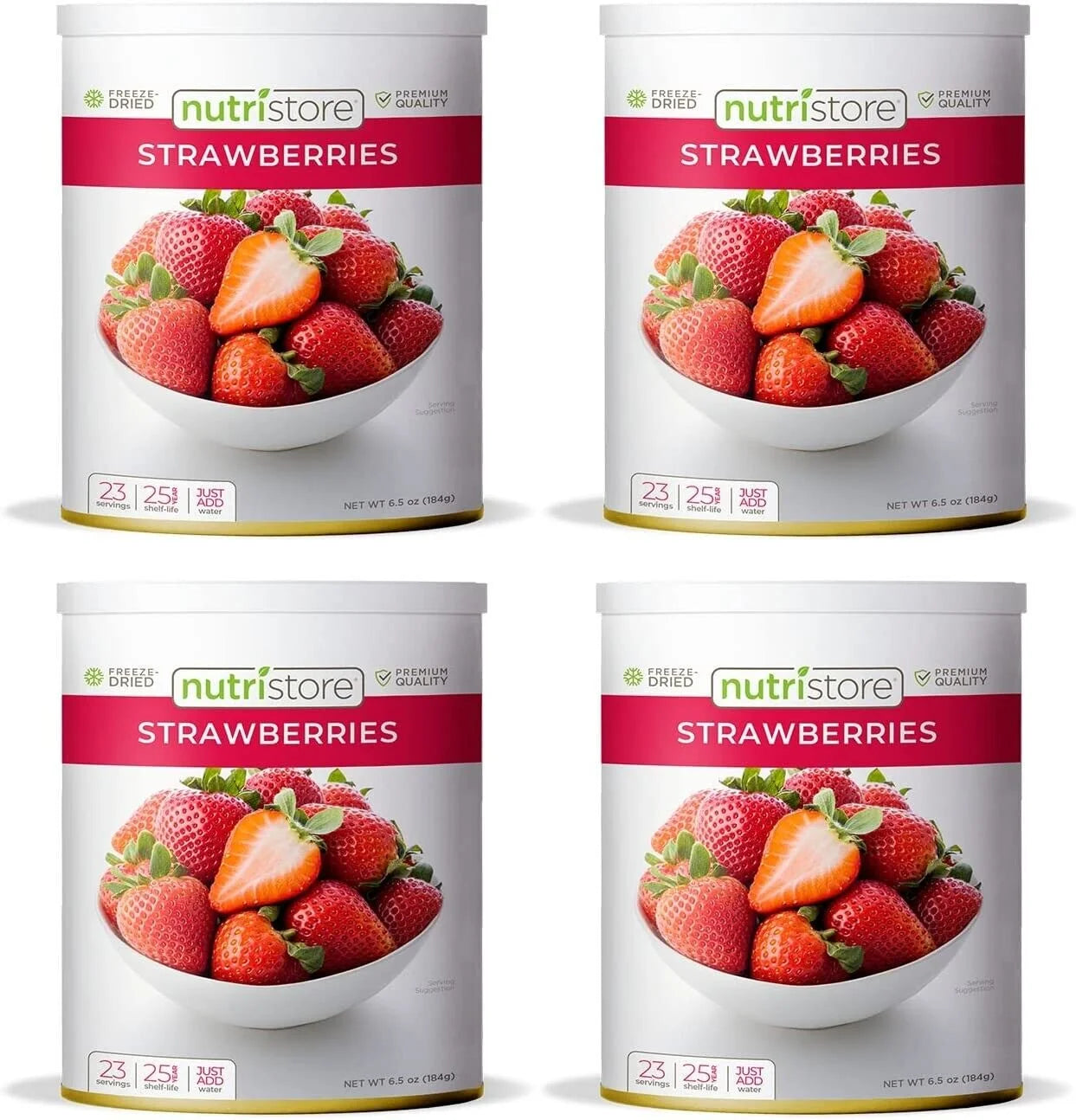 Freeze Dried Strawberries Emergency Camping Survival Food 6.5Oz /Can- Pack of 4 Cans