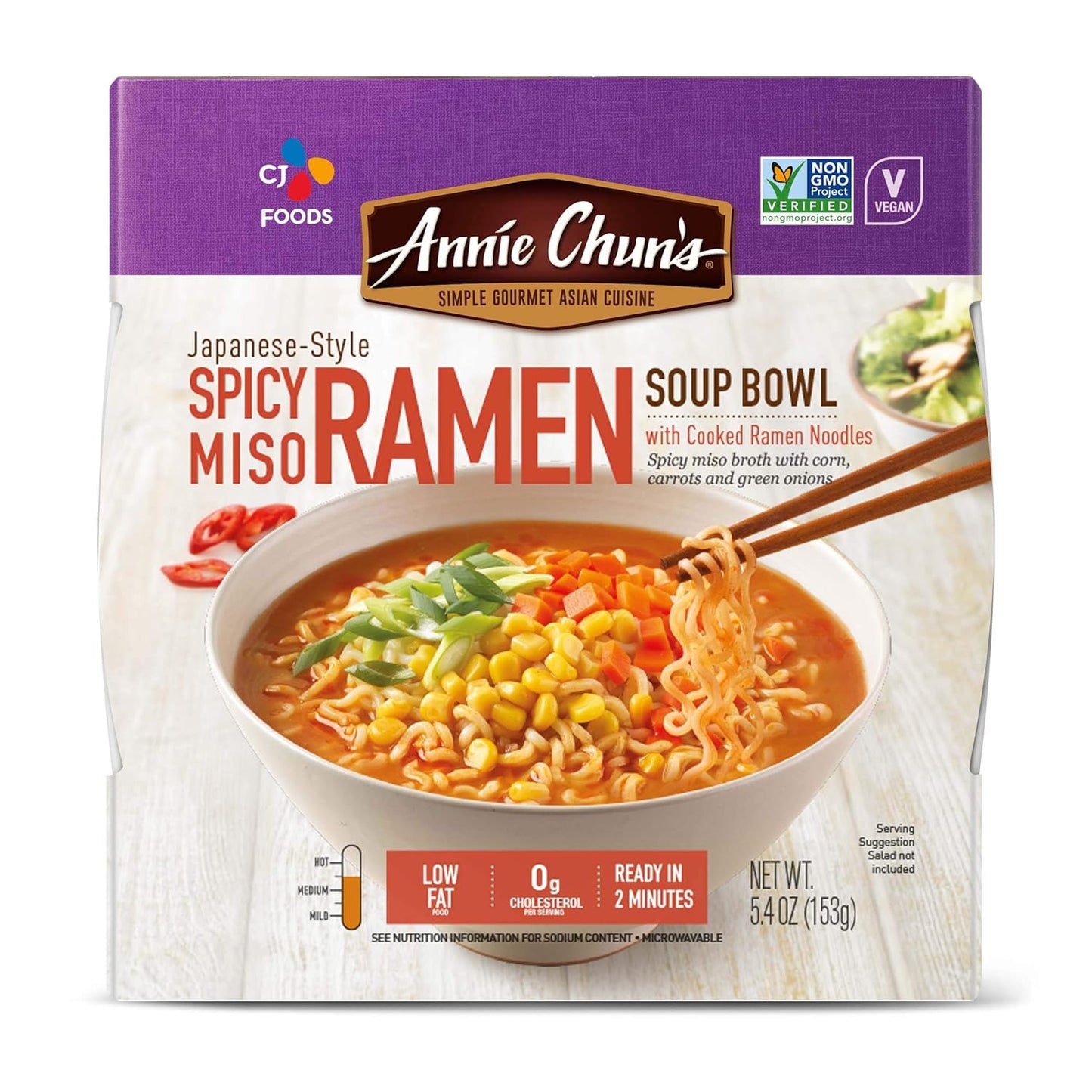 Japanese Style Spicy Miso Ramen Soup Bowl, Non GMO, 5.4 Ounces (Pack of 6)