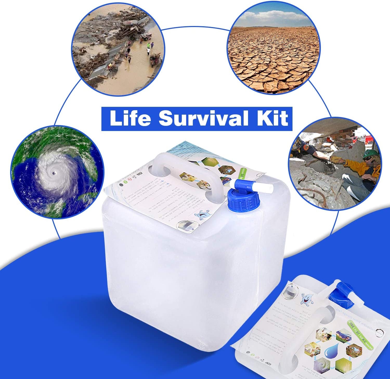 Camping Water Storage Containers - BPA Free Water Container for Outdoors Hiking Collapsible Water Jug with Spigot Emergency Water Storage for Survival Kits 2.6/5.3 Gallon