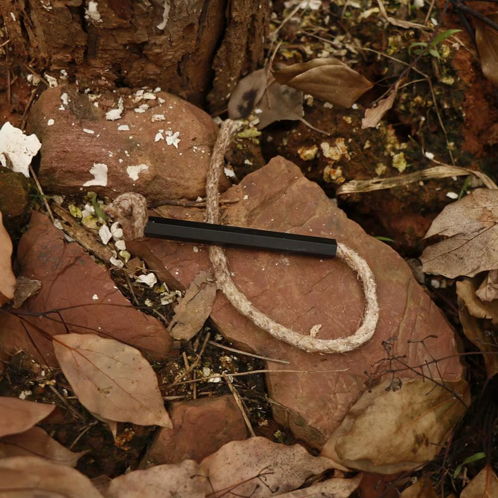 Camping Barbecue Fire Lighter, Wax-Dipped Hemp Rope, Fire Lighter, Outdoor Survival Fire Tool Tinder Wick Hemp Cord with Aluminu