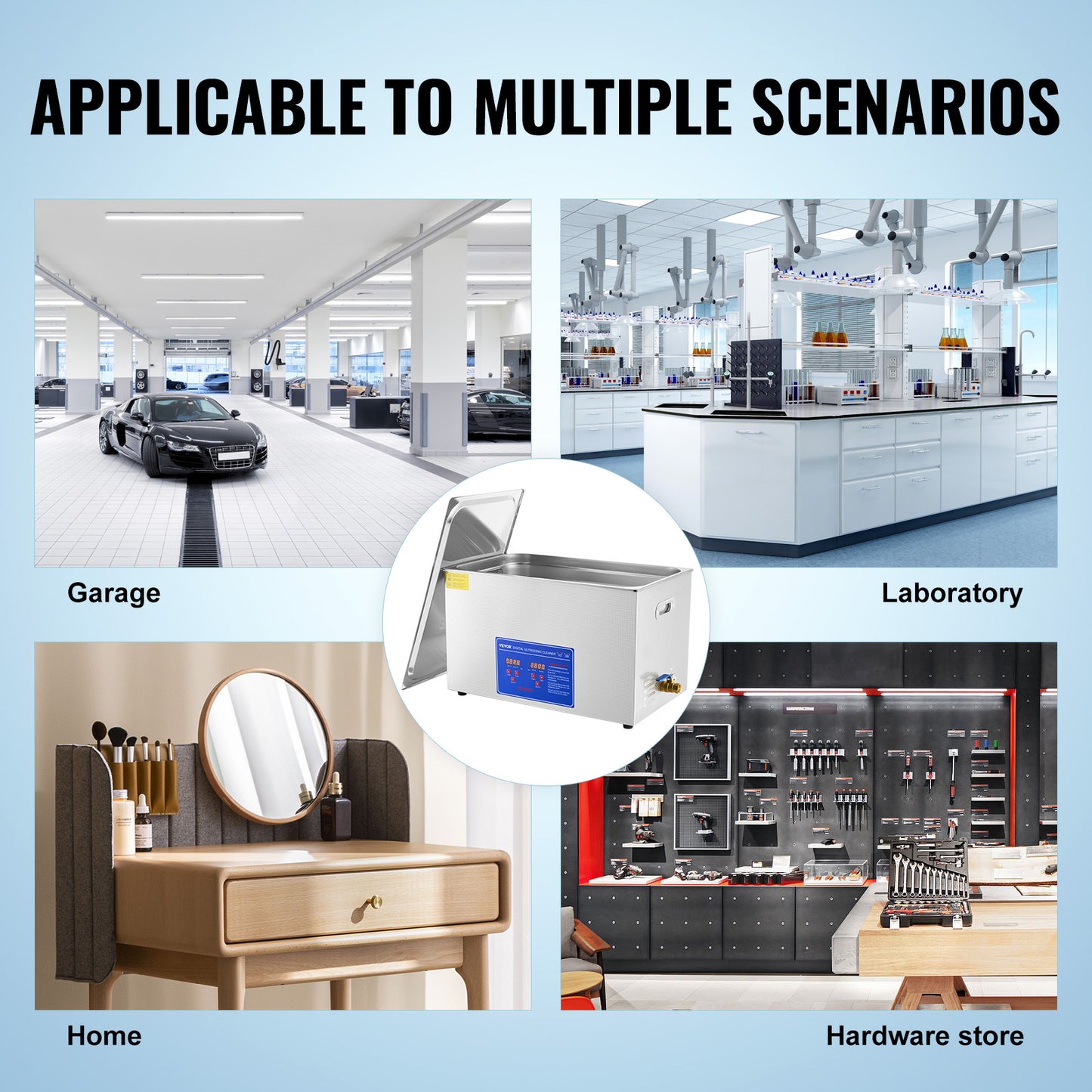 VEVOR Ultrasonic Cleaner 30L Ultrasonic Cleaner for Cleaning Eyeglasses Dentures Commercial Industrial Ultrasonic Cleaner with Digital Heater Timer and Cleaner Basket 30 Liter