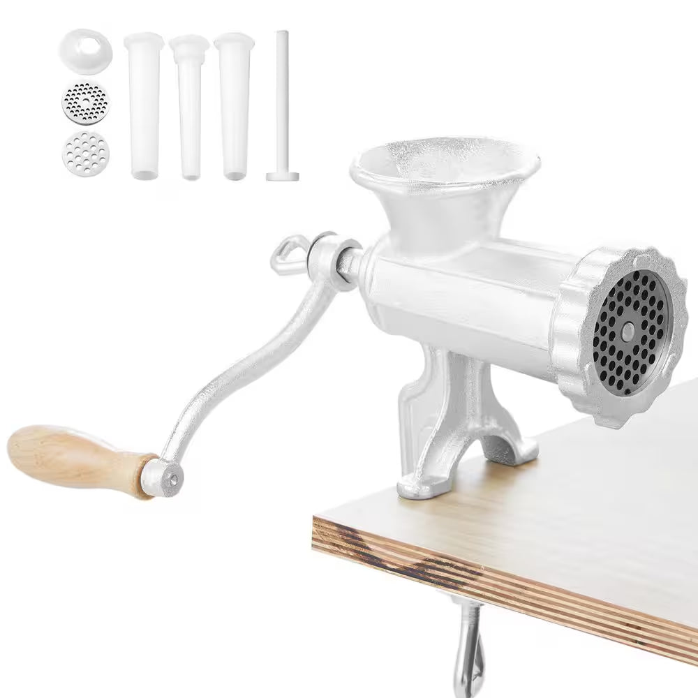Manual Meat Grinder, Heavy-Duty Cast-Iron Hand Meat Grinder with Steel Table Clamp, Meat Mincer Sausage Maker