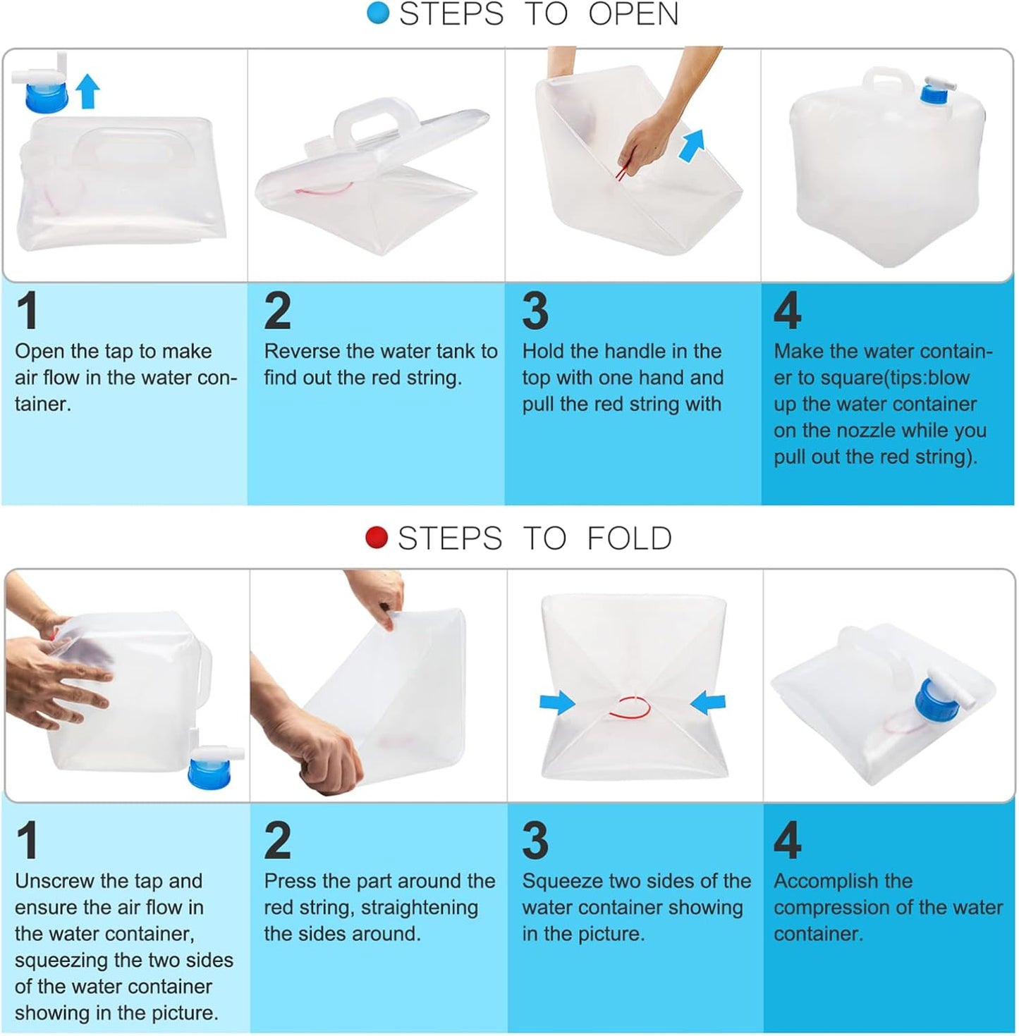 Collapsible Water Container Jug, 5.3 Gallon BPA Free Water Storage Carrier with Spigot, for Camping Backpacking Hiking Outdoors & Emergency, Food-Grade Foldable Portable Survival Gear