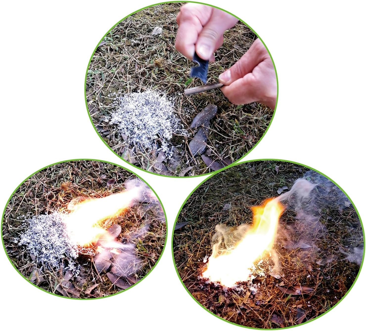 Magnesium Fire Starter Survival Kit – 6 Bags of 99% Pure Shavings + Ferro Rod, Striker, Waxed Tinder Rope & Waterproof Tin for Camping, Hiking, Bushcraft, Emergency