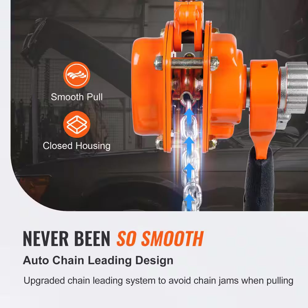 1/2 Ton Manual Lever Chain Hoist 5 Ft. Long Chain Hoist with 360° Rotation Hook and Double-Pawl Brake