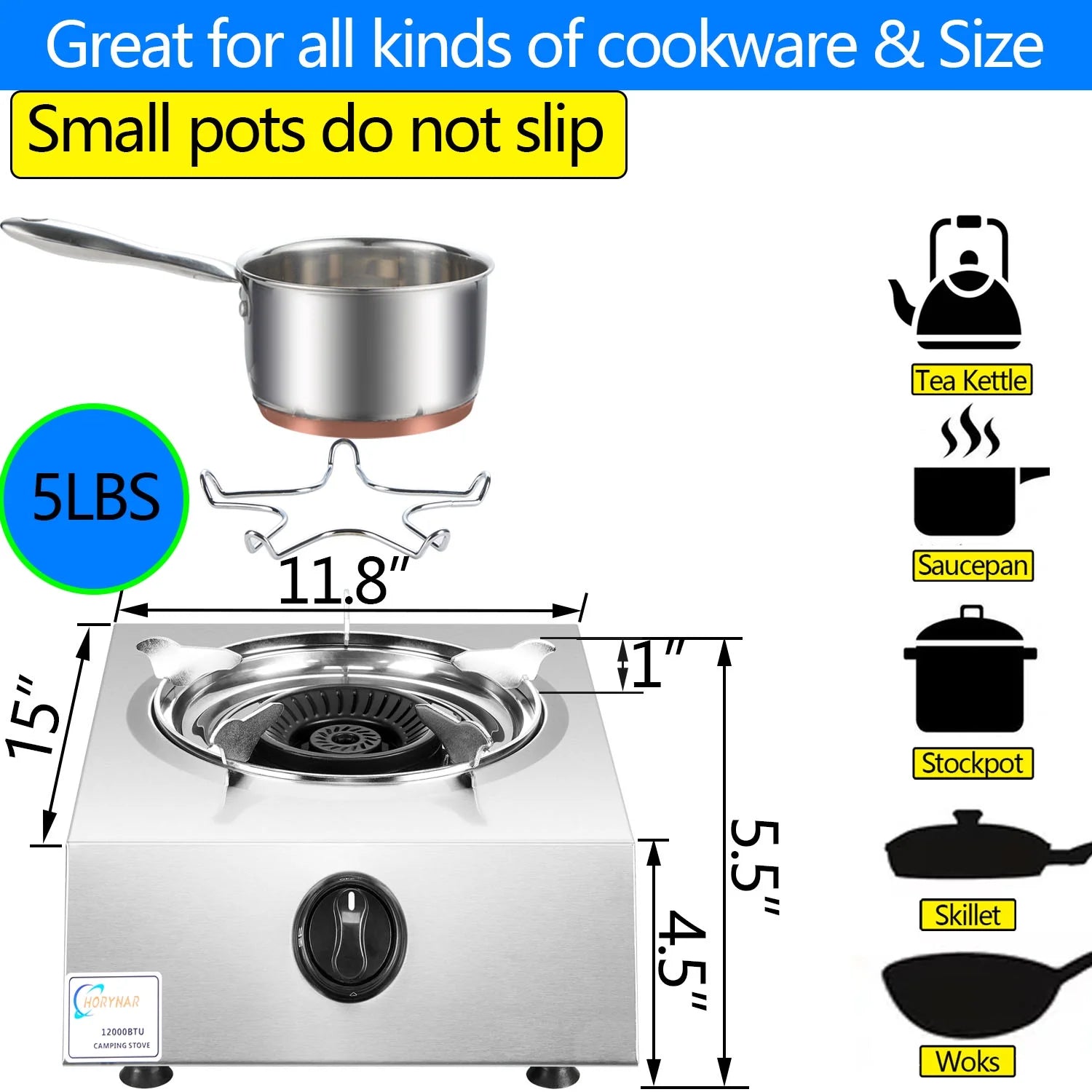 Propane Stove 12000 BTU Dual Fuel Stove Auto Ignition Propane Burner