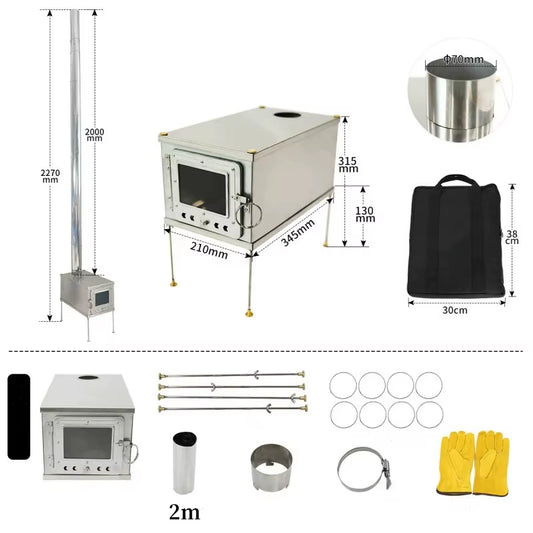 Foldable Tent Stove Lightweight Titanium Alloy Combustion Durable Portable Foldable Charcoal Fire Wood Burning Outdoor Camping
