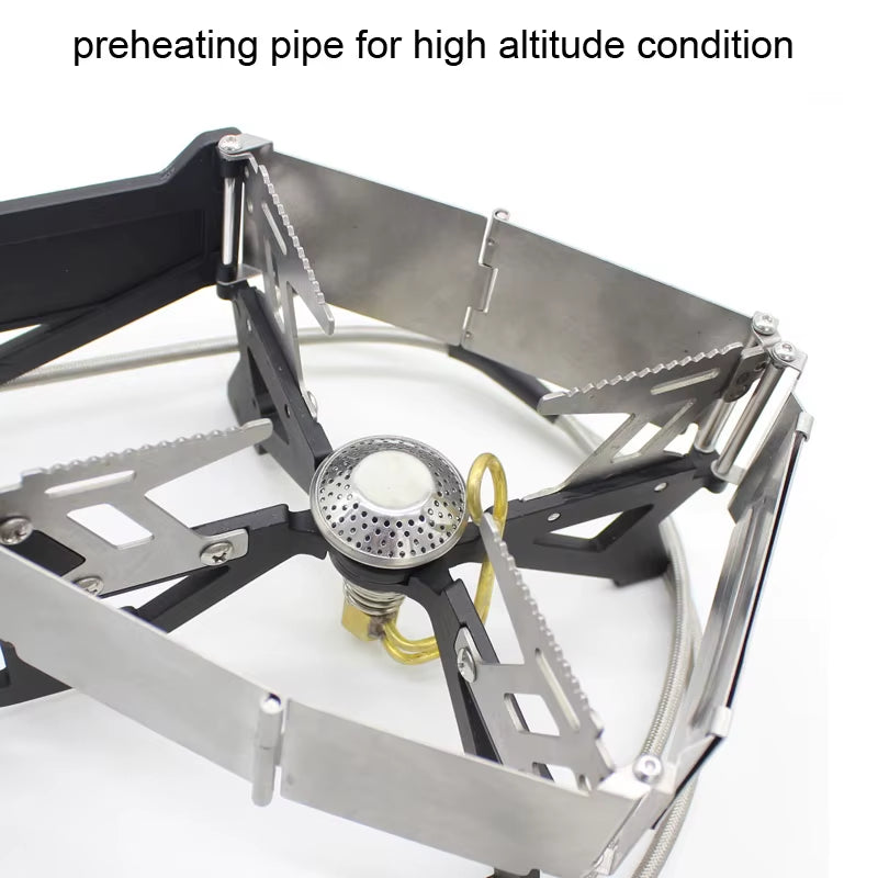 BRS-32 Double Head Gas Stove Portable Outdoor Camping Furnace Fire Switch Free Adjustable Control Cookware Set