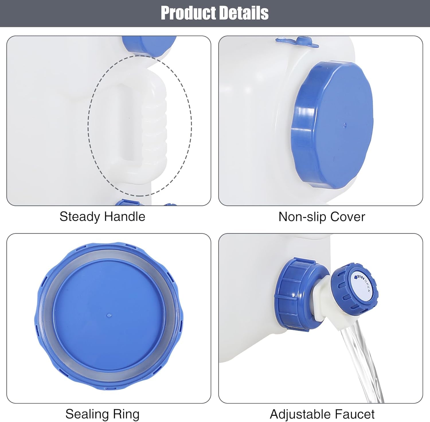 4 Gallon/15L Portable Water Container with Spigot, Water Storage Carrier for Camping Outdoor Hiking, BPA Free