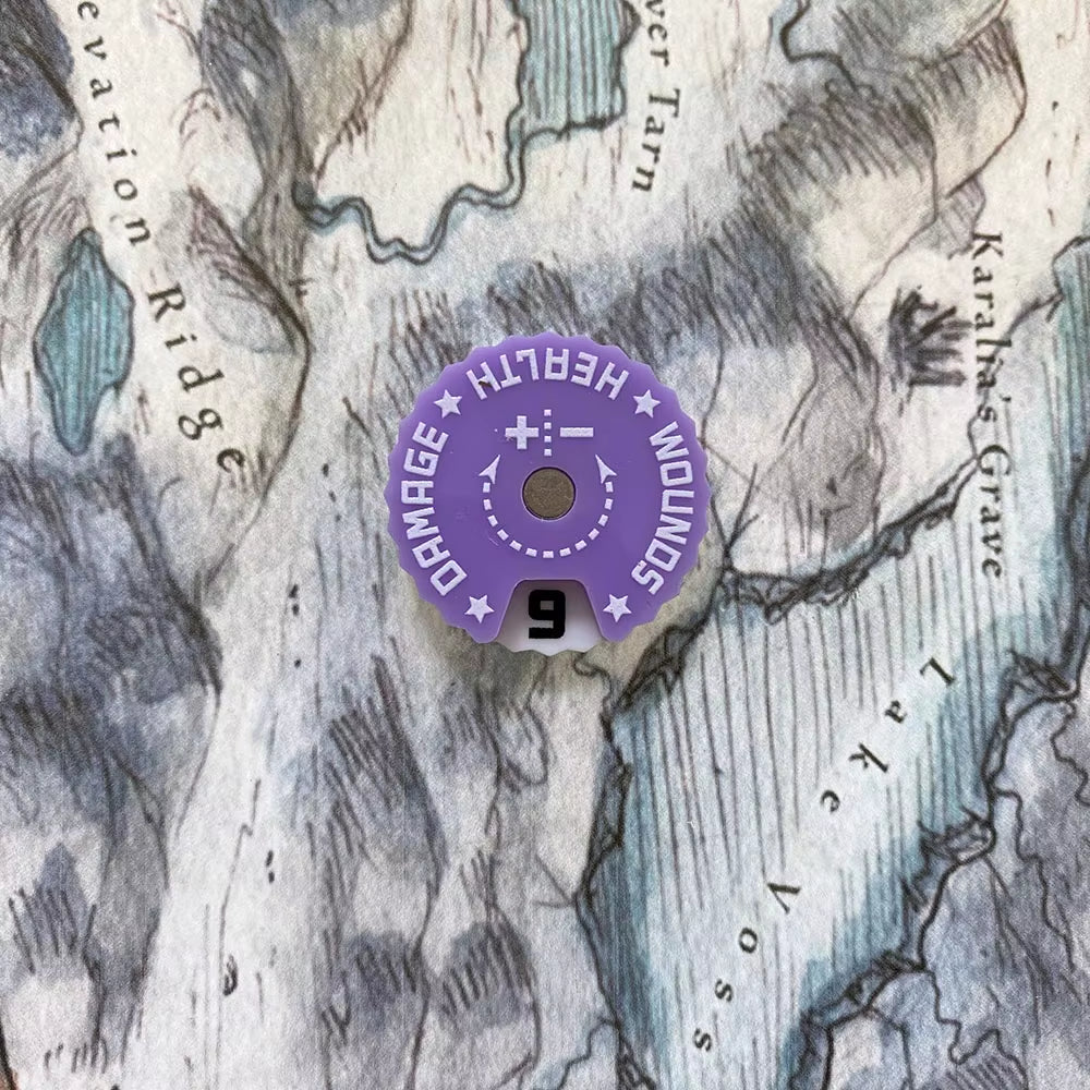 Game Health Tracker, 25Mm Wounds Counter for Tabletop War Games 0-9