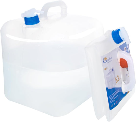 Collapsible Water Container Jug, 5.3 Gallon BPA Free Water Storage Carrier with Spigot, for Camping Backpacking Hiking Outdoors & Emergency, Food-Grade Foldable Portable Survival Gear
