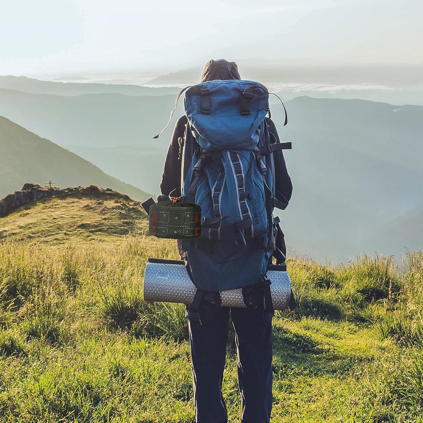 Camping Cookware Mess Kit for 1-3 Person Backpacking Cookware Set 12 Pcs Camping Pots and Pans Set with Mesh Bag for Outdoor Camping Backpacking Hiking Picnic