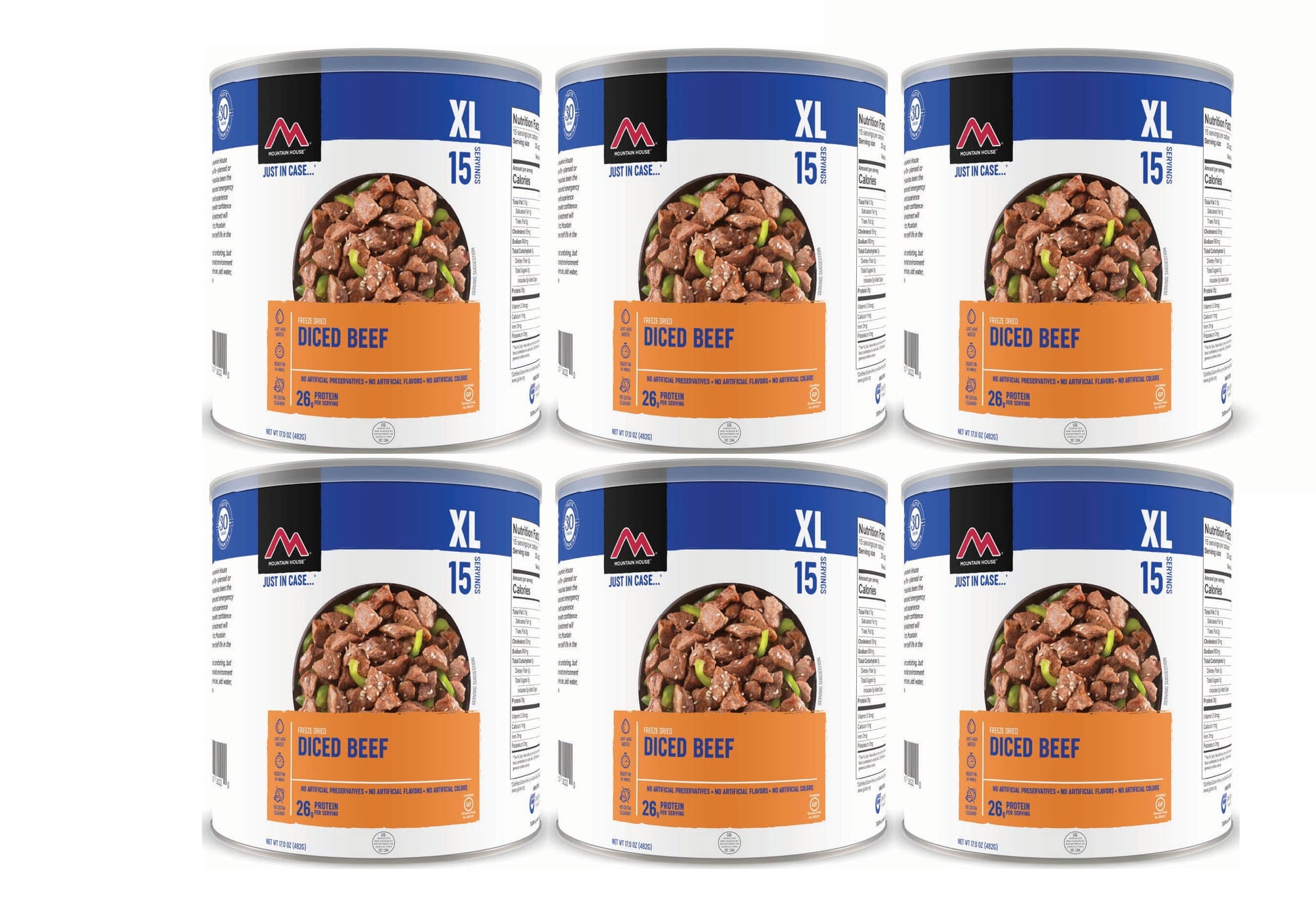 (6 Cans)  Diced Beef #10 Can Emergency Long Term Storage Food for Camping Hiking and Backpacking ✅