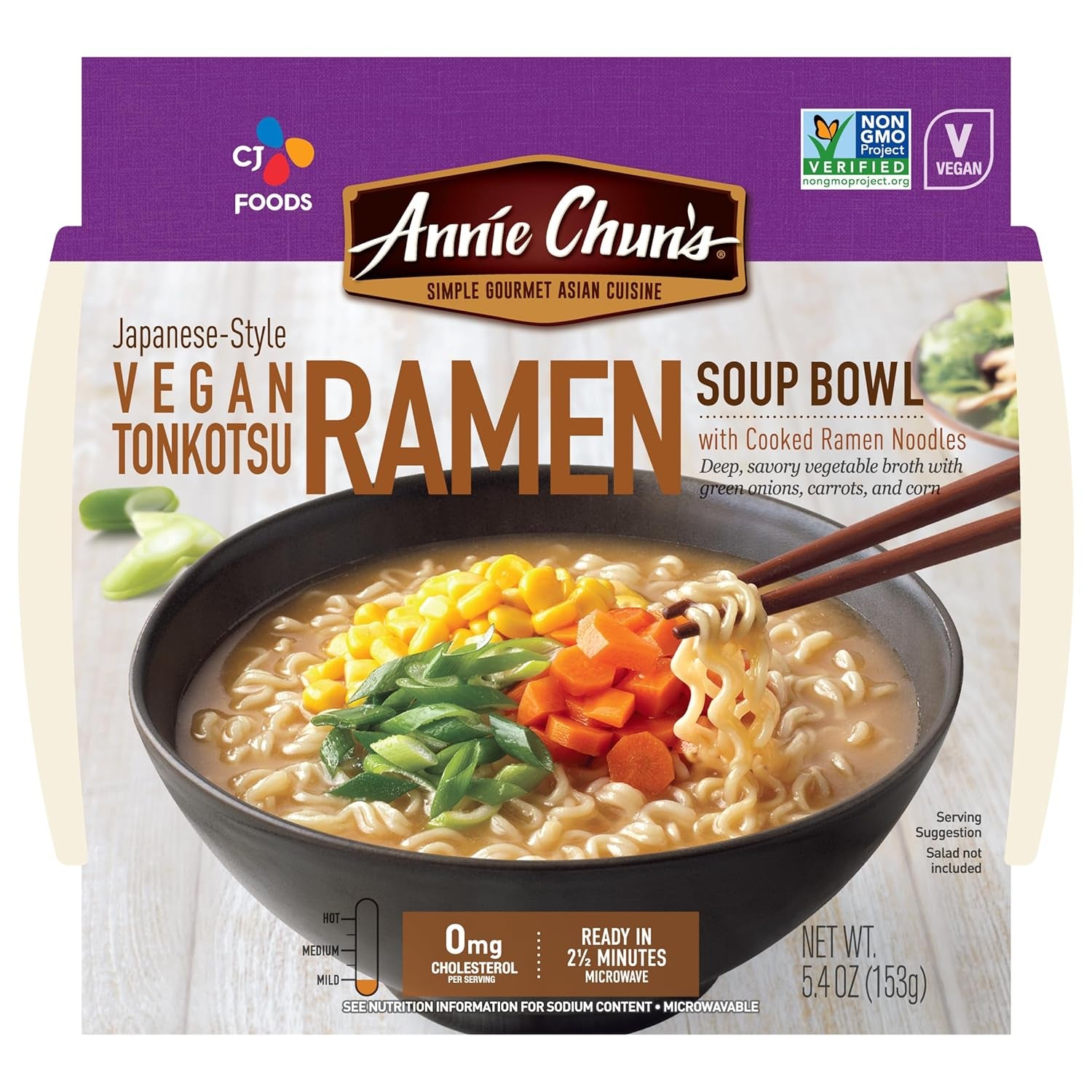 Japanese-Style Vegan Tonkotsu Ramen Soup Bowl, Non-Gmo, 5.4 Oz (Pack of 6)