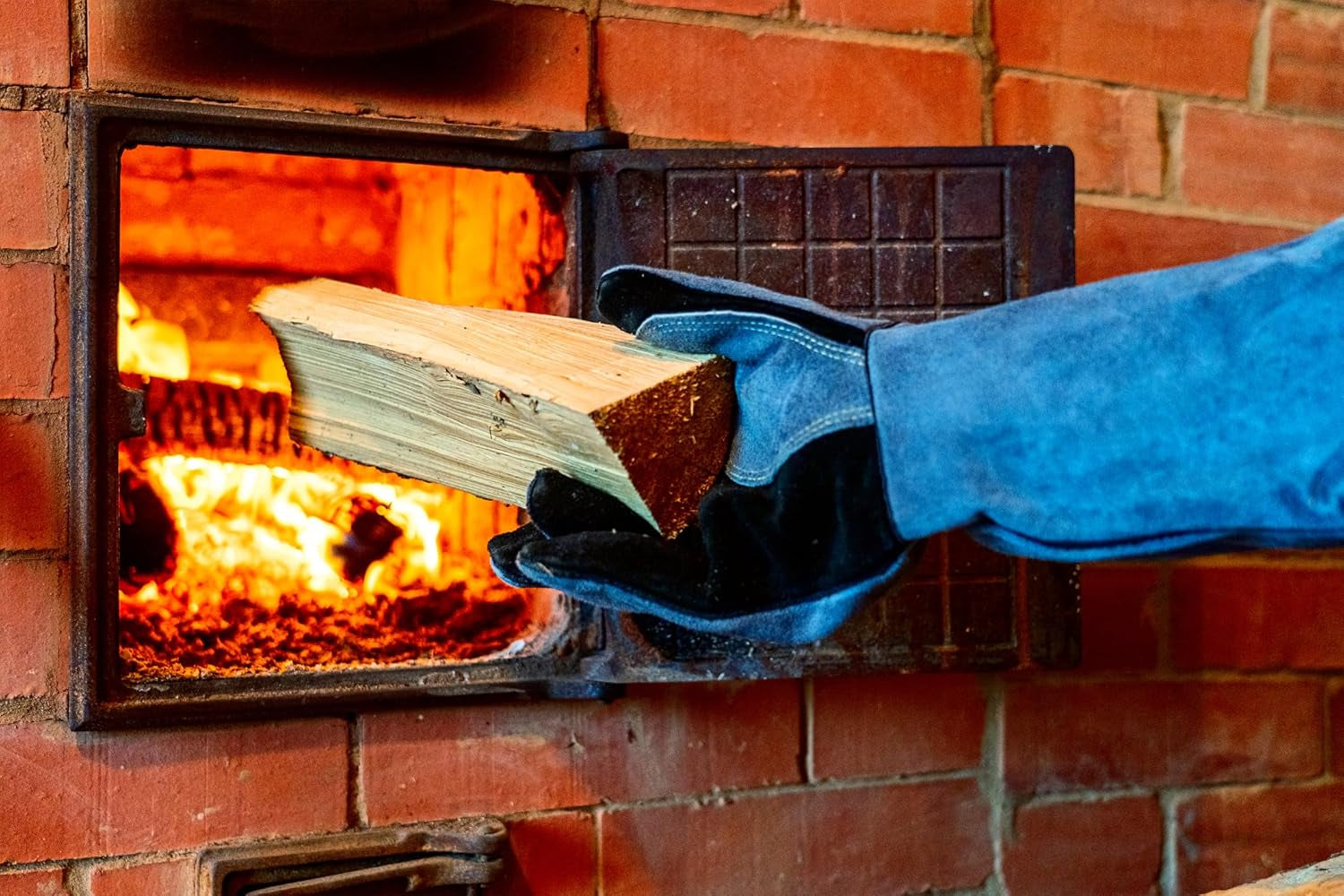 Fireplace Gloves Fire Heat Resistant: Grey 16IN 662℉- Fireproof Leather for Fireplace Fire Pit Wood Stove Campfire Furnace BBQ Grill Oven Stick Mig Welding Welder Gear - Birthday Gift for Men